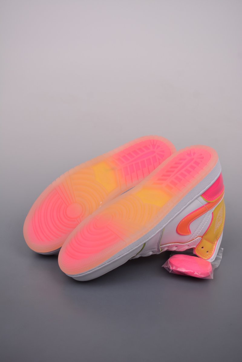 Air Jordan 1 Mid 'White / Yellow / Pink' view