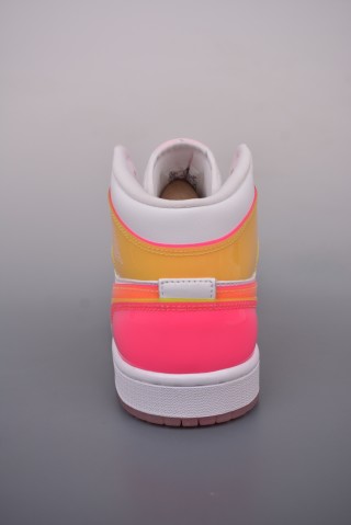 Air Jordan 1 Mid 'White / Yellow / Pink' view 4