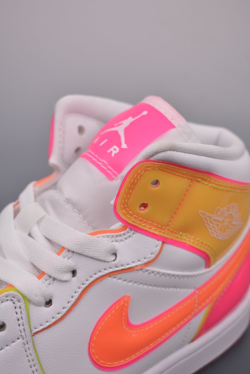 Air Jordan 1 Mid 'White / Yellow / Pink' view