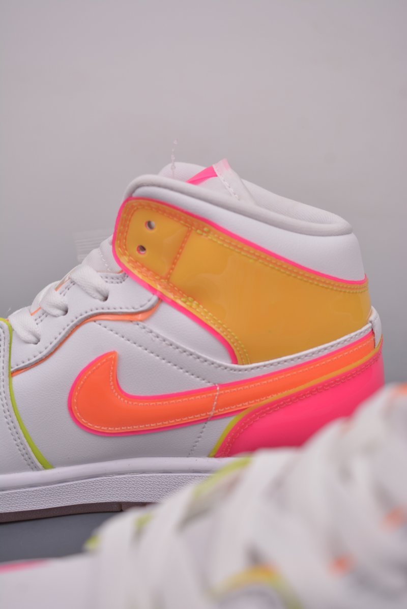 Air Jordan 1 Mid 'White / Yellow / Pink' view