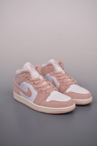 Air Jordan 1 Mid 'White / Pink Toe' view 1