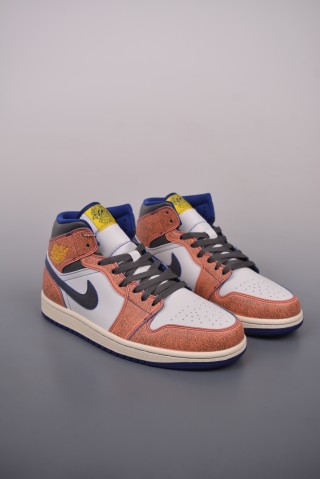 Air Jordan 1 Mid 'White / Orange Toe' view 1