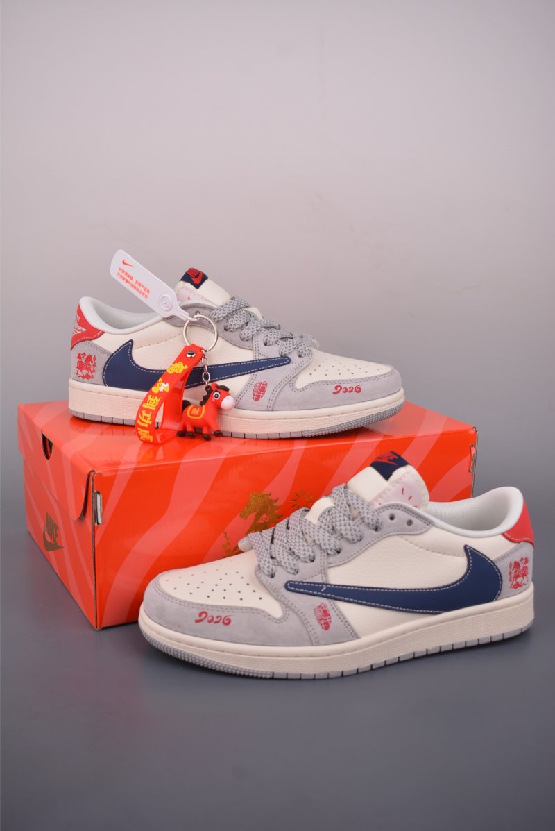Fragment x Travis Scott x Air Jordan 1 Low 'Black / White / Blue' view