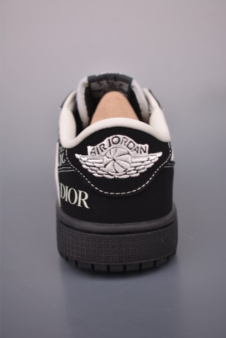 Fragment x Travis Scott x Dior x Air Jordan 1 Low 'Black / White / Blue' view 4