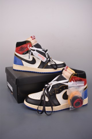 Union LA x Fragment Design x Air Jordan 1 High OG 'Black / White / Blue' view 5