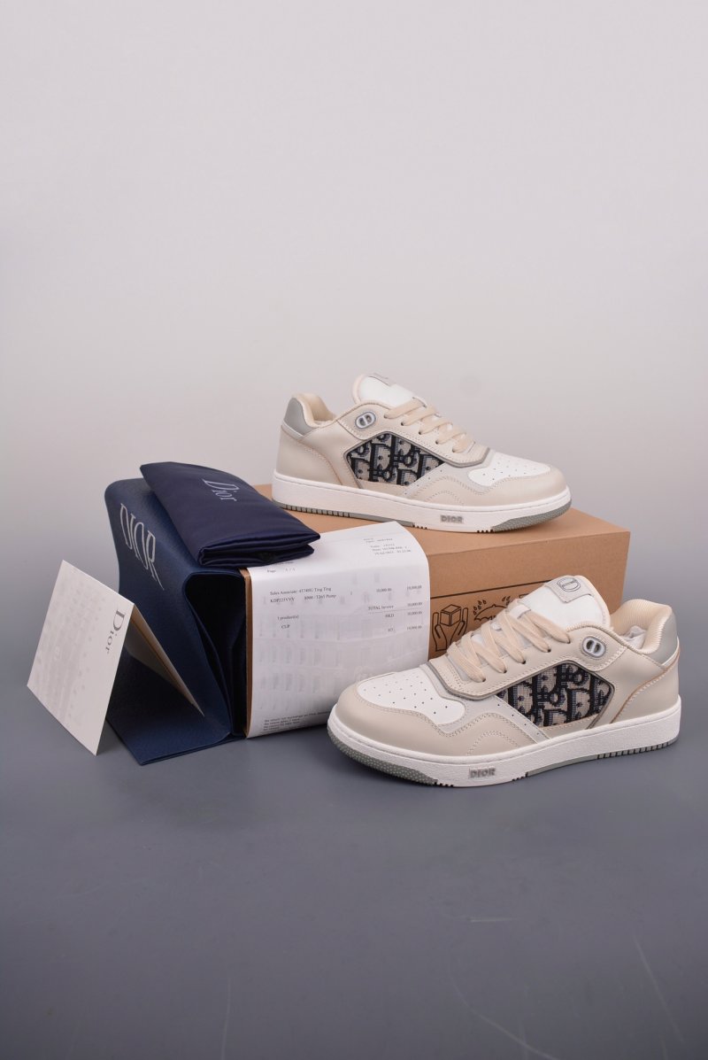 Dior B27 Oblique Low-Top Sneaker 'Black / White / Beige' view