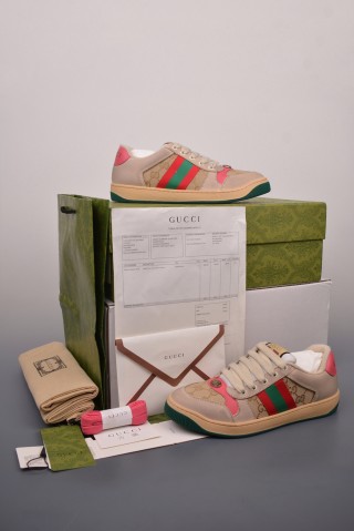 Gucci Distressed Screener Sneaker 'White' view 5