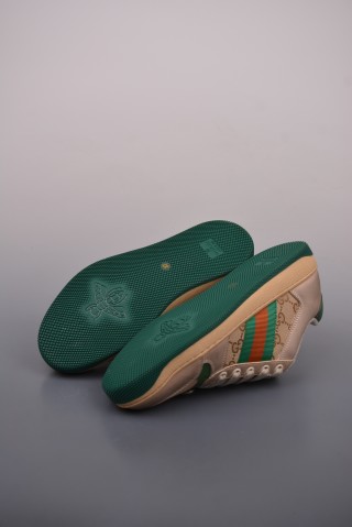 Gucci Distressed Screener Sneaker 'White' view 3