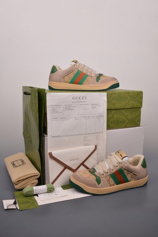 Gucci Distressed Screener Sneaker 'White' view 5