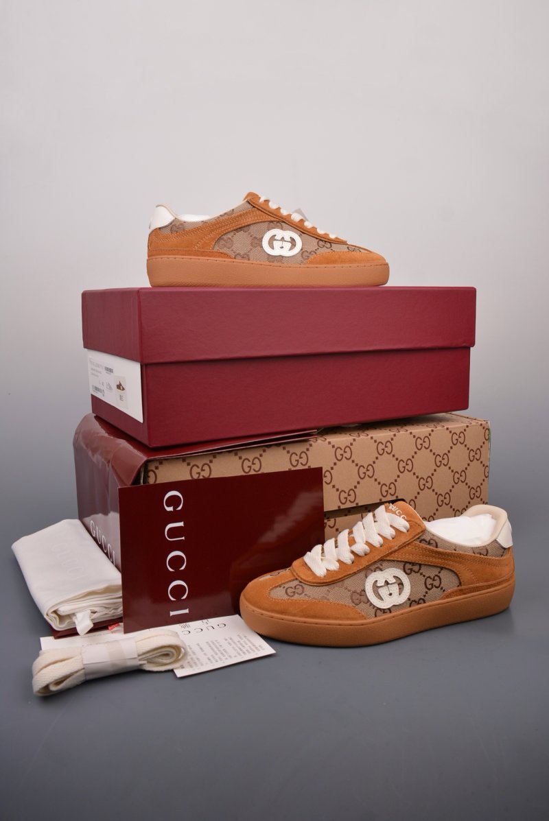 Gucci Interlocking G Suede Sneaker 'Gold' view
