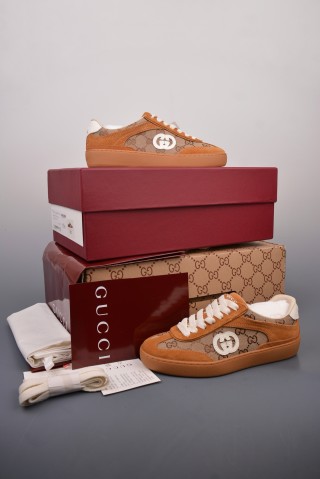 Gucci Interlocking G Suede Sneaker 'Gold' view 5