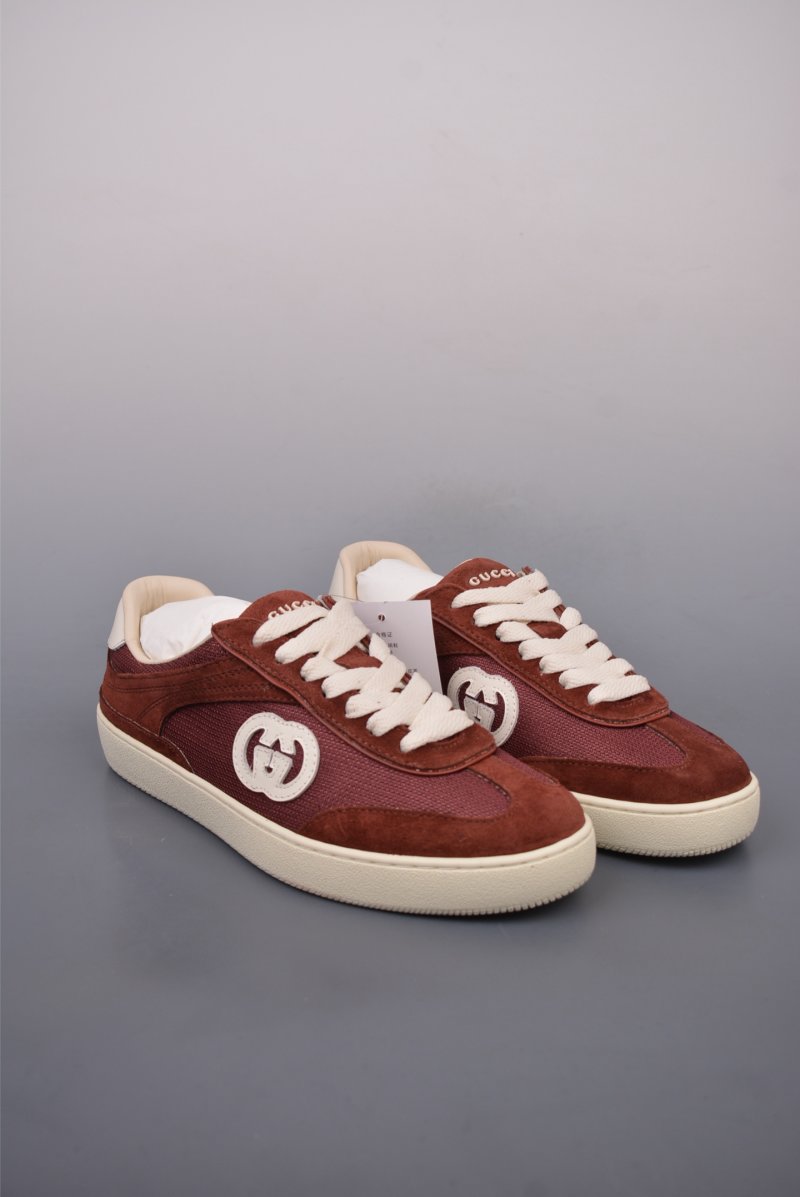 Gucci Interlocking G Suede Sneaker 'Gold' view