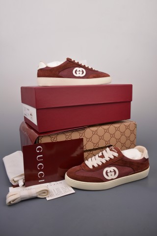 Gucci Interlocking G Suede Sneaker 'Gold' view 14