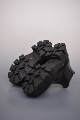 Prada Leather Combat Boot 'Black' view 3