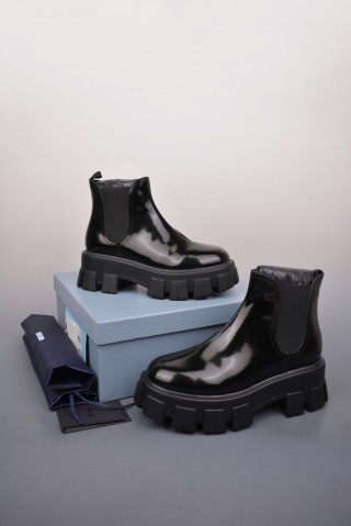 Prada Leather Combat Boot 'Black' view 5