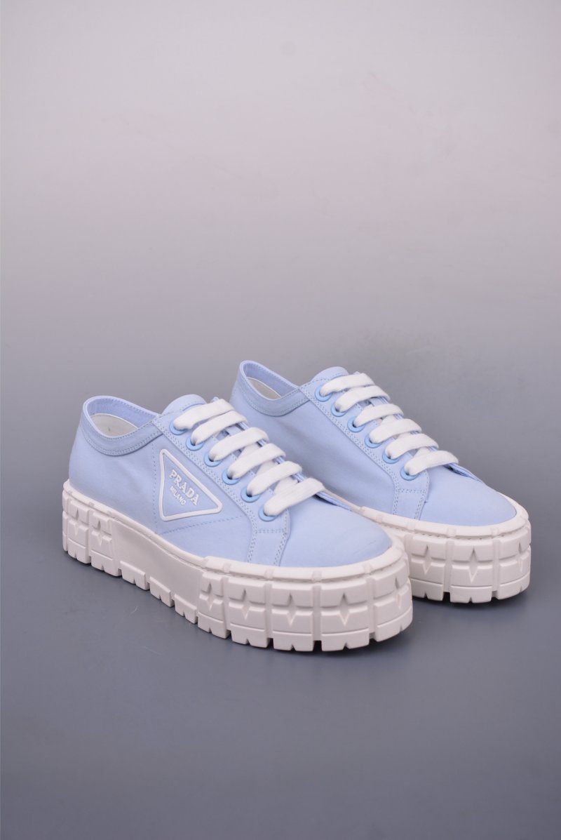 Prada Thick Sole Canvas Sneaker 'Black / White / Pink / Blue'