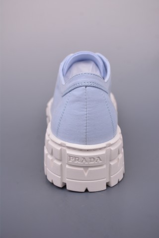 Prada Thick Sole Canvas Sneaker 'Black / White / Pink / Blue' view 4