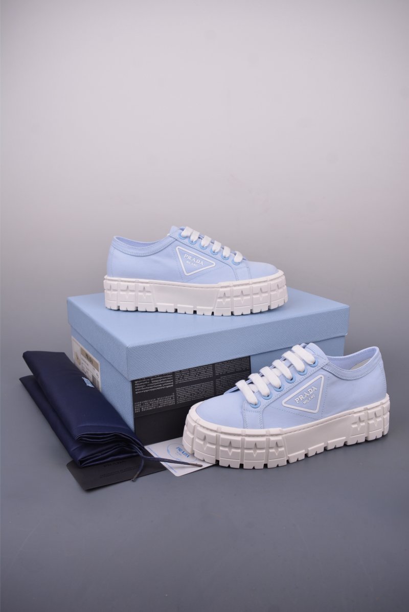 Prada Thick Sole Canvas Sneaker 'Black / White / Pink / Blue' view