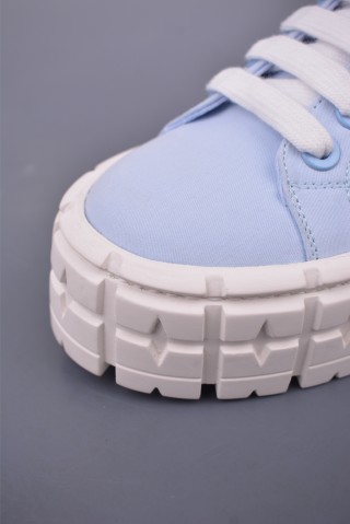 Prada Thick Sole Canvas Sneaker 'Black / White / Pink / Blue' view 6