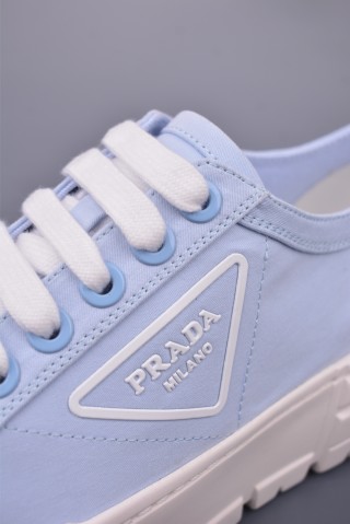 Prada Thick Sole Canvas Sneaker 'Black / White / Pink / Blue' view 7
