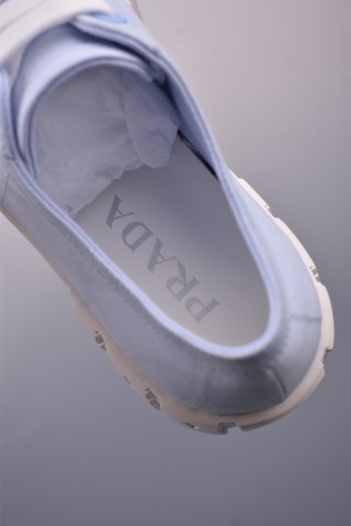 Prada Thick Sole Canvas Sneaker 'Black / White / Pink / Blue' view 9