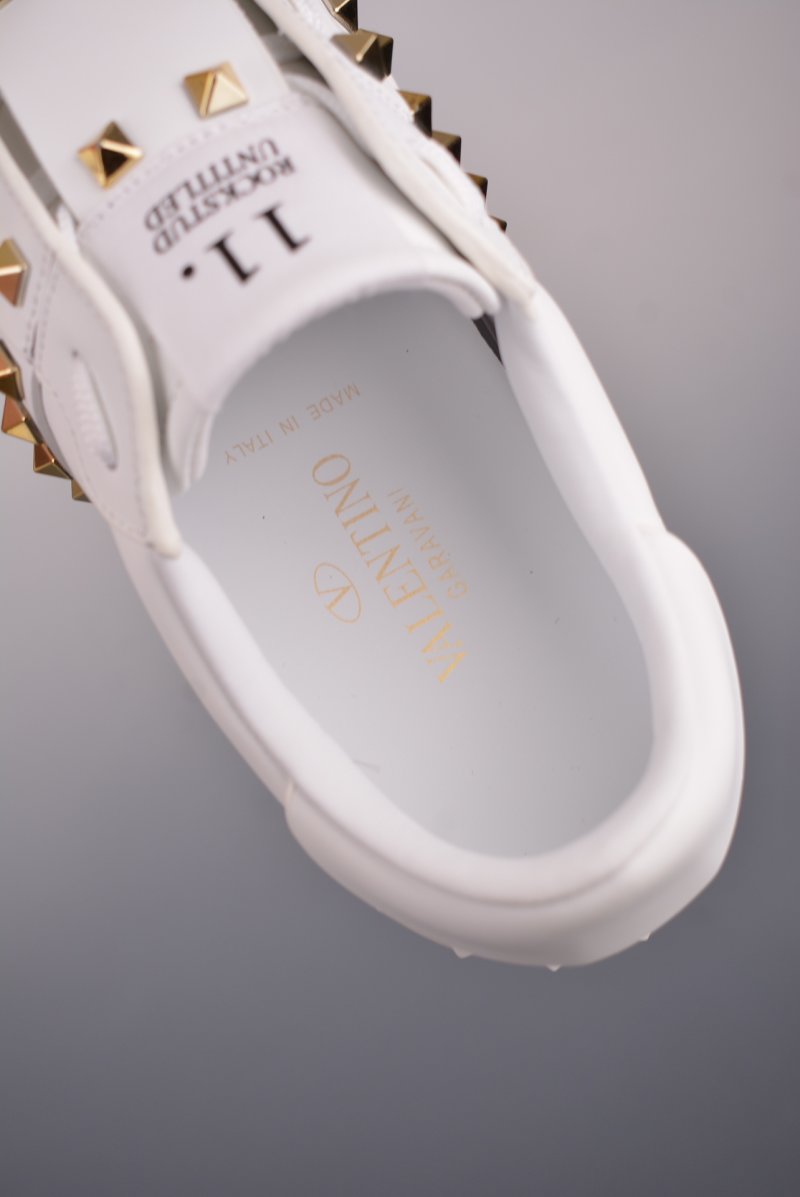 Valentino Rockstud Untitled Low Sneaker 'White / Gold' view