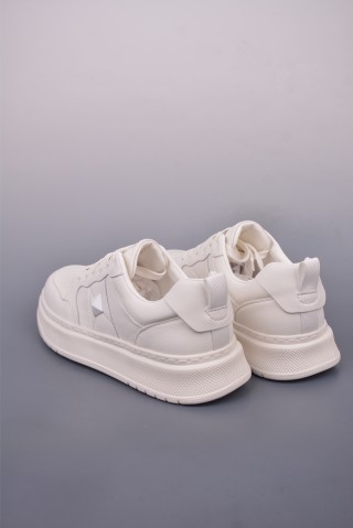 Valentino Rockstud Untitled Low Sneaker 'White / Gold' view 2