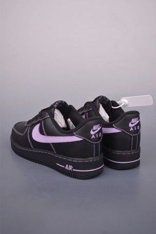 Nike Air Force 1 Low 'Black / Purple' view 2