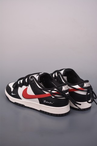 Nike SB Dunk Low 'Black / White / Red' view 2