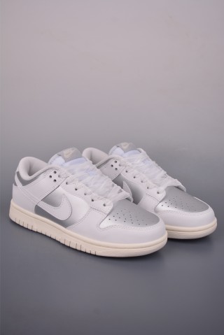 Nike SB Dunk Low 'White / Silver' view 1