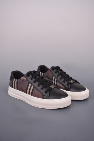 Burberry Check Leather Low 'Black / White' view 1