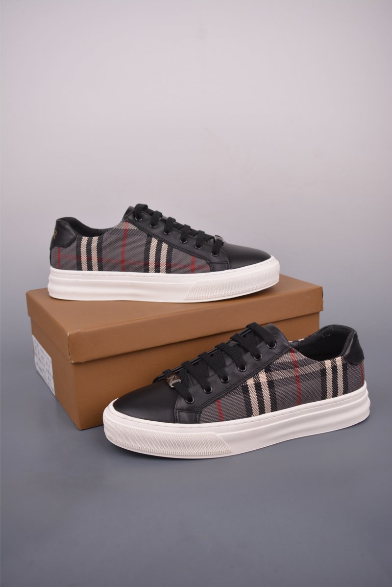 Burberry Check Leather Low 'Black / White' view