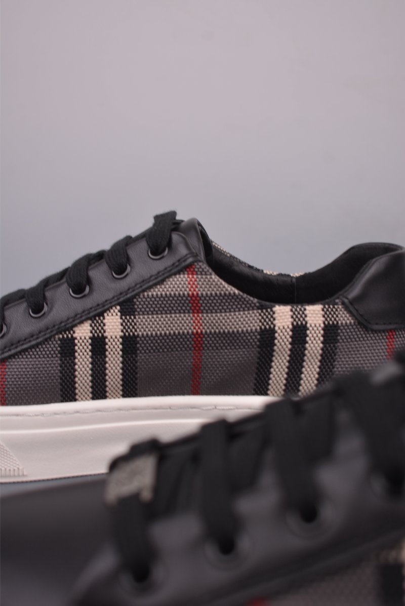 Burberry Check Leather Low 'Black / White' view