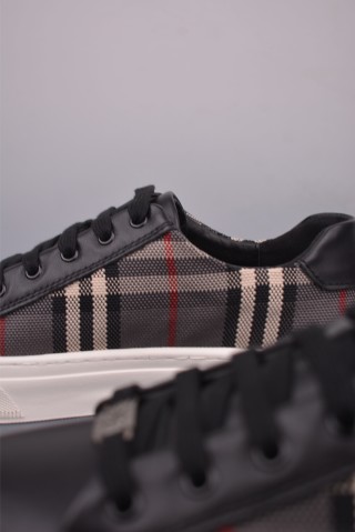Burberry Check Leather Low 'Black / White' view 8