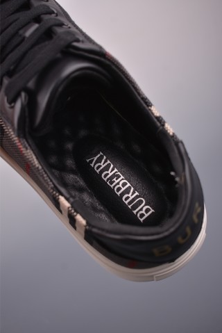 Burberry Check Leather Low 'Black / White' view 9