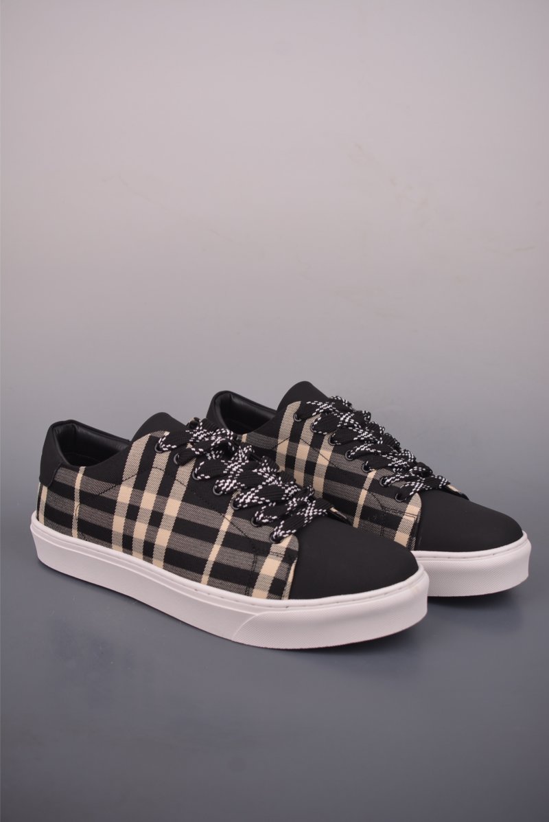 Burberry Check Leather Low 'Black / White'