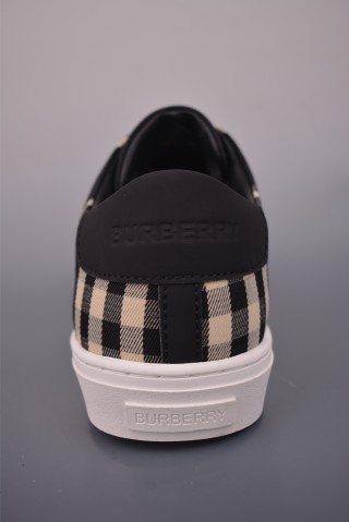 Burberry Check Leather Low 'Black / White' view 4