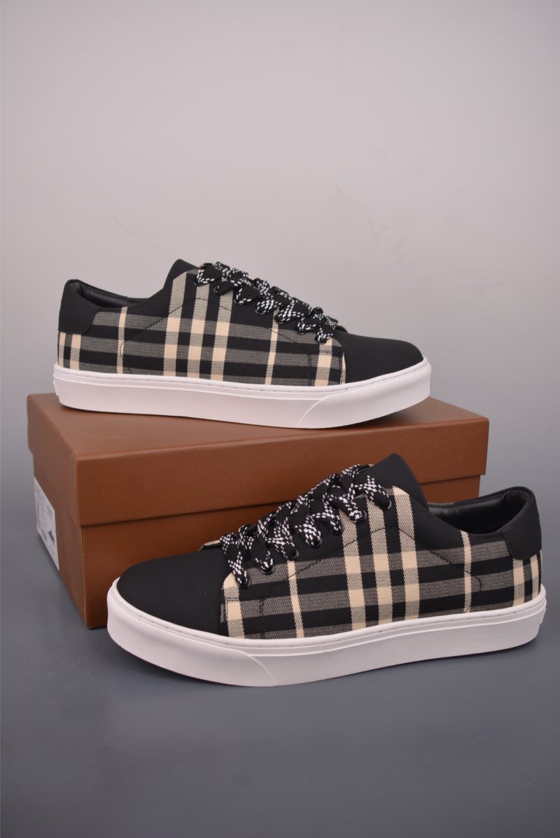 Burberry Check Leather Low 'Black / White' view