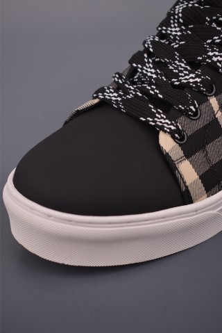 Burberry Check Leather Low 'Black / White' view 6