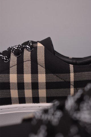 Burberry Check Leather Low 'Black / White' view 8