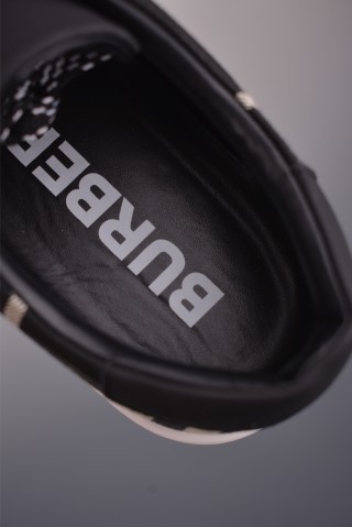 Burberry Check Leather Low 'Black / White' view 9