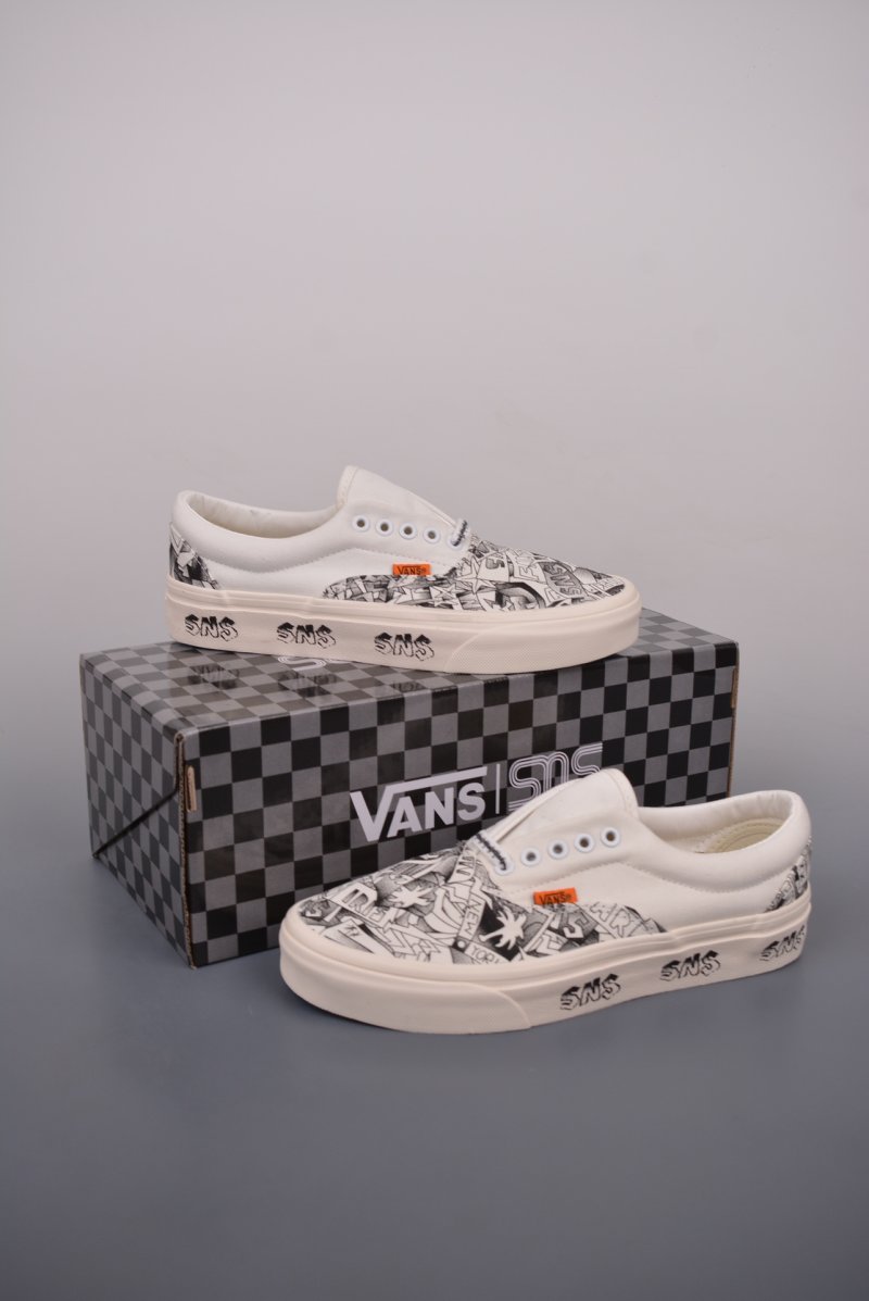 Sneakersnstuff LA X Vans Classic Slip-On LX 'White / Black / Blue' view