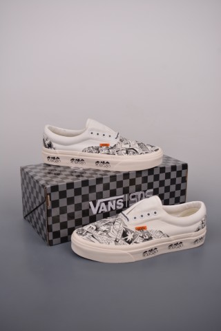 Sneakersnstuff LA X Vans Classic Slip-On LX 'White / Black / Blue' view 5