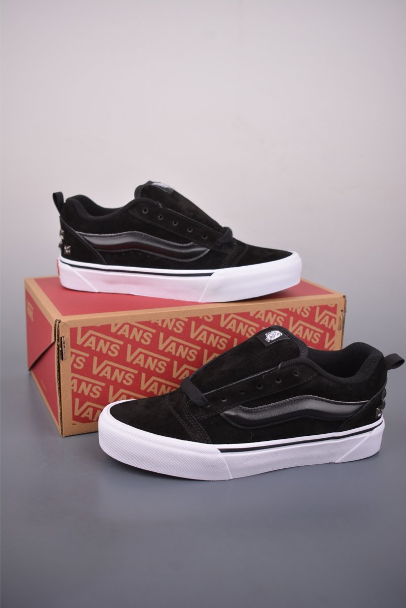 Vans Knu Skool Logo Studded 'Black / White' view