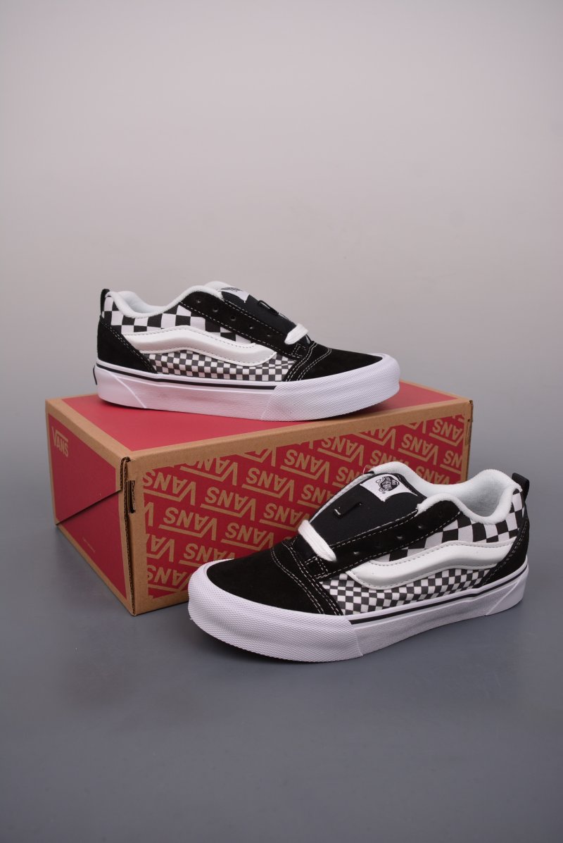 Vans Knu Skool Logo Checkerboard 'Black / White' view