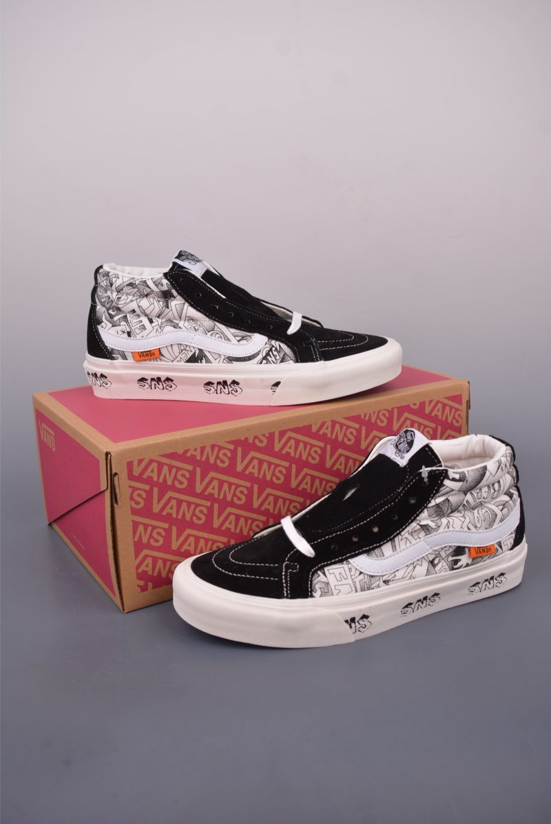 Vans Sk8-Mid 'SNS' 'Black / White Graffiti' view