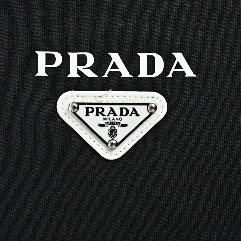 Prada Triangle Logo Cotton T-Shirt - Black view