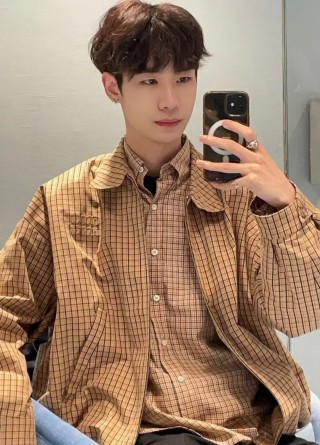 Miu Miu Checked Cotton Harrington Jacket - Tan view 4