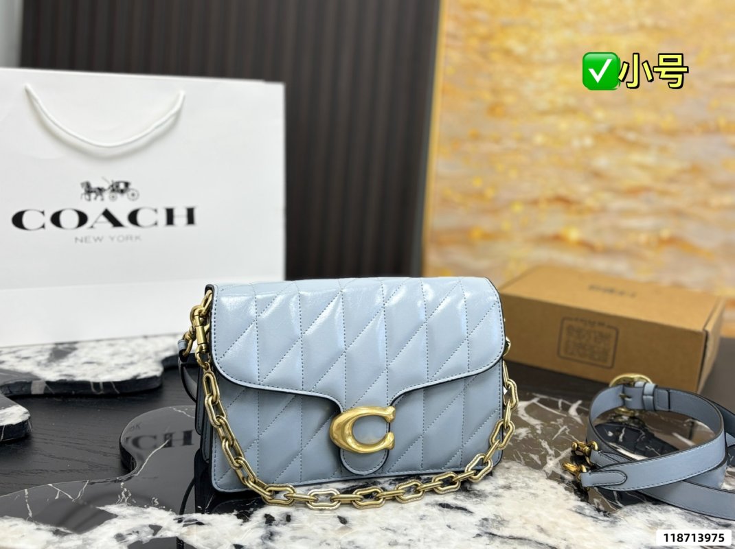 Coach Tabby Quilted Chain Shoulder Bag - Pale Blue