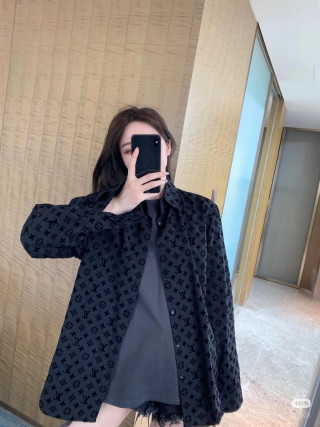Louis Vuitton Monogram Flocked Shirt - Black/Grey view 4